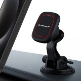 Techsuit - Car Holder MagGrip (S6) - for Dashboard, Magnetic Grip, 360&deg; Rotation, Suction Cup, 2 Metal Plates - Black/Red