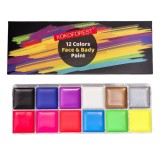 Cumpara ieftin Set vopsele fata si corp 12 culori, tip ulei, culori vibrante, pentru petreceri, costume si evenimente speciale
