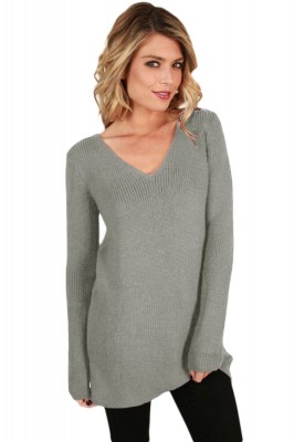 BL972-18 Bluza tricotata cu decupaj la spate accesorizat cu snur foto