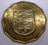 B.421 JERSEY ELIZABETH II 1/4 SHILLING 3 PENCE 1964 XF/AUNC