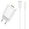 Incarcator Retea Cu Cablu Lightning Prestico F7S, 12W, 2.4A, 1 x USB-A, Alb