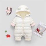 Combinezon alb sidefat din fas pentru bebelusi (Marime Disponibila: 12-18 luni, Superbaby