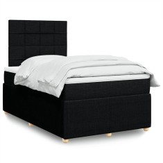 vidaXL Pat box spring cu saltea, negru, 120x190 cm, catifea foto