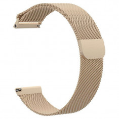 Curea tip Milanese Loop, compatibila Samsung Gear S3, telescoape QR, 22mm, Retro Gold