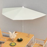 vidaXL Umbrelă de grădină cu st&acirc;lp, nisipiu, 180x90 cm, semirotundă