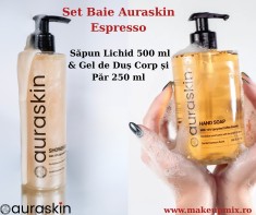 Set Baie Auraskin Espresso &ndash; Sapun Lichid 500 ml &amp; Gel de Dus Corp și Par 250 ml