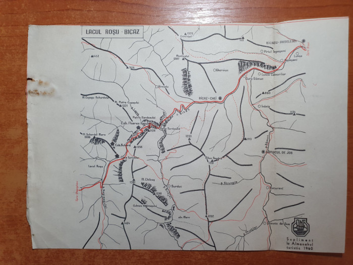 harta muntii lacul rosu - bicaz - din anul 1960