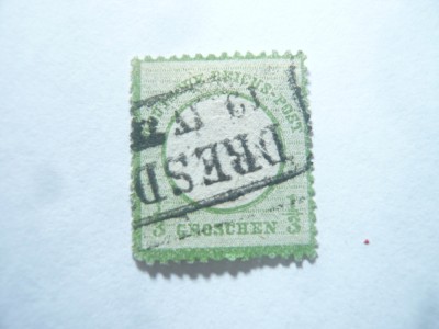 Timbru 1/3 Gross verde1872 Germania-Prima Emisiune ,stampilat foto