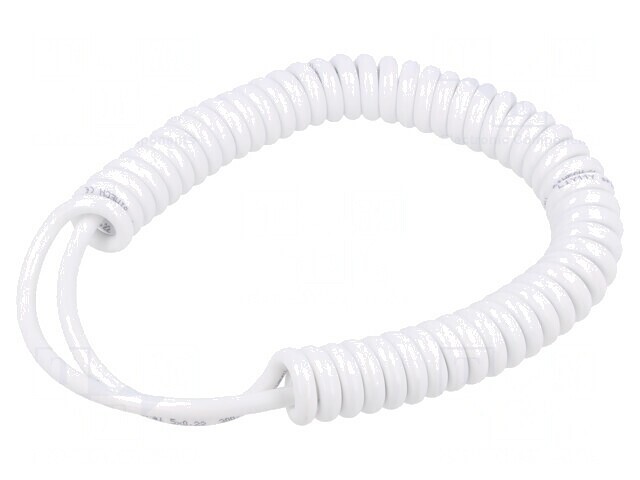 Cablu spiralat 5x0,22mm2 neecranat alb 0,3-1,2m