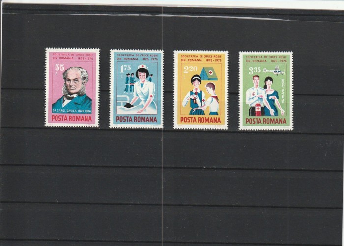 ROMANIA 1976 LP 912 CENTENARUL CRUCII ROSII SERIE MNH NESTAMPILATA