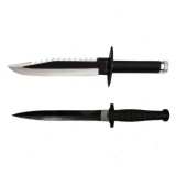 Set doua cutite de vanatoare, Tactical Knife, IdeallStore&reg;, Otel inoxidabil, Negru