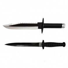 Set doua cutite de vanatoare, Tactical Knife, IdeallStore®, Otel inoxidabil, Negru