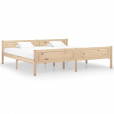 Cadru de pat, 200x200 cm, lemn masiv de pin, Cires, Dublu, Cu polite semirotunde, vidaXL