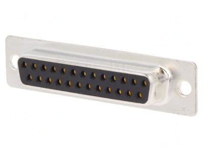 Conector D-Sub 25 pini mamă negru aurit foto