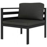 Canapea modulara colt Gossi, aluminiu, antracit, perne incluse, gradina/terasa, 70x70x64.5 cm