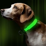 Zgarda reglabila LED pt caini sau animale de companie,VERDE,XS