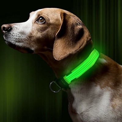 Zgarda reglabila LED pt caini sau animale de companie,VERDE,XS foto