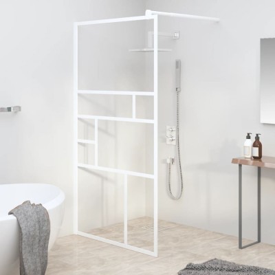 vidaXL Perete pentru cabină de duș walk-in, alb, 115x195cm, sticlă ESG foto