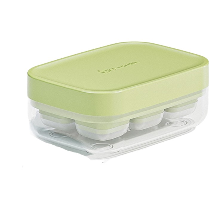 Forma pentru gheata cu presa flippy, din silicon alimentar, 6 cuburi, caserola pentru depozitare, usor de folosit si curatat, 10.5 x 7.5 x 4.1 cm, ver