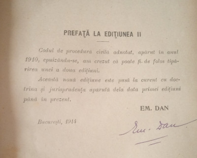 Cod Procedură Civila adnotat (Em. Dan, Advocat, ed. IIa, 1914) foto