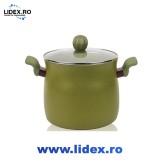 Oala din aluminiu cu capac Grunberg, 18 X 16.5 cm,Baza pe inductie, Placaj anti-aderent, 3.7 L, GR5735