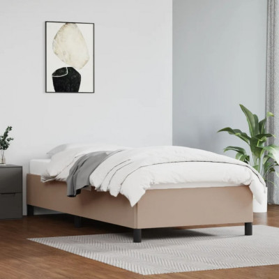 vidaXL Cadru de pat, cappuccino, 90x190 cm, piele ecologică foto