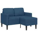 VidaXL Canapea 2 locuri cu șezlong &icirc;n formă L țesătură albastră 125 cm