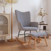 VidaXL Scaun balansoar cu taburet, gri deschis, textil 328018