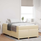 VidaXL Cadru de pat cu saltea cu saltea Crem 120 x 200 cm țesătură