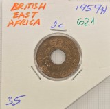621 British East Africa 1 Cent - Elizabeth II 1959, KM#35, excelenta