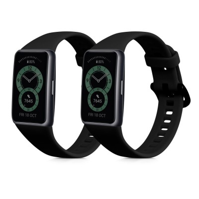 Set 2 Curele Kwmobile pentru Huawei Band 6, Negru, Silicon, KWM000016VS011C foto