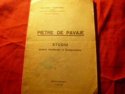 Ing.G.Pomponiu Pietre de pavaje - Studiu asupra rezistentei la compresiune 1935 foto