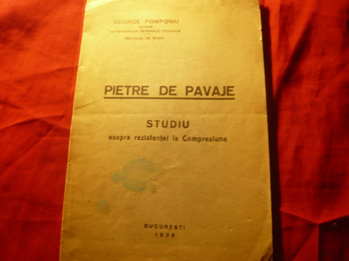 Ing.G.Pomponiu Pietre de pavaje - Studiu asupra rezistentei la compresiune 1935