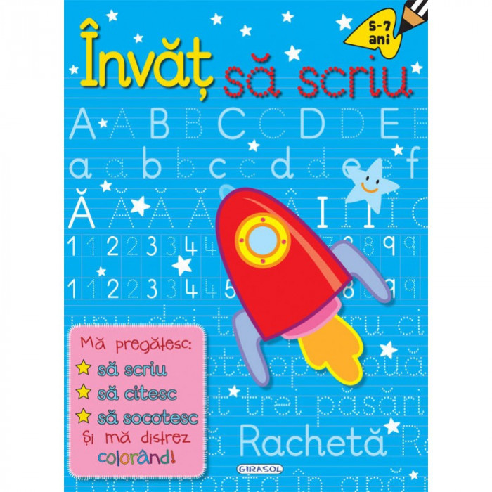 Carte pentru copii Invat sa scriu Girasol, 5 ani+