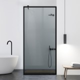 Paravan dus walk-in Aqua Roy Black, model Frame negru, sticla 8 mm gri, securizata, anticalcar, 120x195 cm