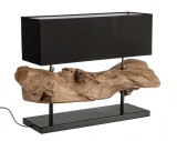 Cumpara ieftin Veioza lemn natur abajur negru Kleta 75x25x55 cm