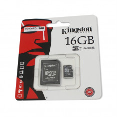 Card de memorie Kingston microSDHC 16GB Class 10 + Adaptor foto