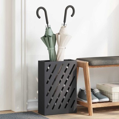 vidaXL Suport pentru umbrele cu depozitare Negru 28 x 12 x 41 cm Oțel foto