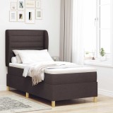Pat box spring cu saltea, maro &icirc;nchis, 90x200 cm, textil