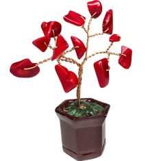Copac Coral, cristale naturale pentru protecție de rele, suport ghiveci 8 cm