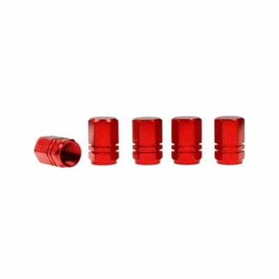 Ornamente capacele valve Hexagonal din aluminiu 5buc - Rosu Garage AutoRide foto
