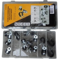 Set bride fixare conducte , inele cu garnitura cauciuc, 18 bucati , 1 4- 5 16- 3 8- 1 2 5 8
