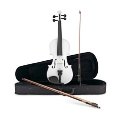 Vioara clasica din lemn IdeallStore&reg;, Marime 4/4,doua arcusuri, alba, toc inclus