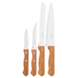 Set 4 cutite pentru friptura, inox, maner din lemn natural de jatoba ProChef Cookware, Tramontina