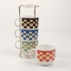 Cana 4pcs + suport, ceramica