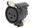 Conector XLR mamă 3 pini drept cu buton