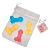 Set 4 mini săpunuri &icirc;n formă de penis DIABLO PICANTE, un cadou amuzant perfect pentru petreceri de burlaci și burlăcițe (model 5261)