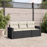 Gossi set mobilier de gradina cu perne, 3 piese, negru, poliratan