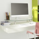 Suport de monitor, 60x26x8,6 cm, transparent, sticlă