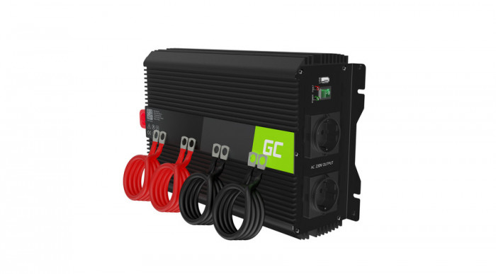 Green Cell Invertor de putere auto de la 12V la 230V (amplificator de tensiune) 2000W / 4000W cu undă sinusoidală modificată